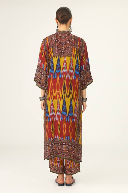 Shop Rajdeep Ranawat Yellow Silk Beads Bandeau Neck Ghazala Geometric Pattern Tunic at Aza Fashions Shop_Rajdeep Ranawat_Yellow Silk Beads Bandeau Neck Ghazala Geometric Pattern Tunic_at_Aza_Fashions