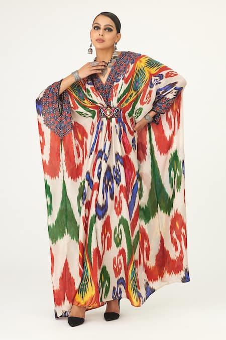 Rajdeep Ranawat Imama Abstract Print Silk Kaftan 