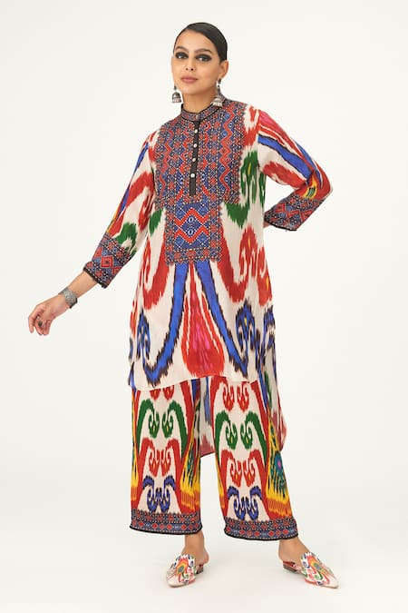 Rajdeep Ranawat Farah Printed Silk High-Low Tunic 