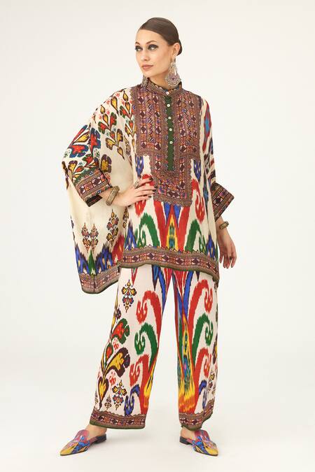 Rajdeep Ranawat_Multi Color Silk Round Neck Chanel Mandala Print Tunic_Online_at_Aza_Fashions