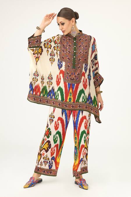 Buy_Rajdeep Ranawat_Multi Color Silk Round Neck Chanel Mandala Print Tunic_Online_at_Aza_Fashions