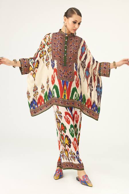 Shop_Rajdeep Ranawat_Multi Color Silk Round Neck Chanel Mandala Print Tunic_Online_at_Aza_Fashions