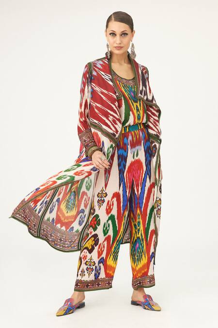 Buy Rajdeep Ranawat Multi Color Silk Round Neck Abstract Print Camisole Online at Aza Fashions Buy_Rajdeep Ranawat_Multi Color Silk Round Neck Abstract Print Camisole_Online_at_Aza_Fashions