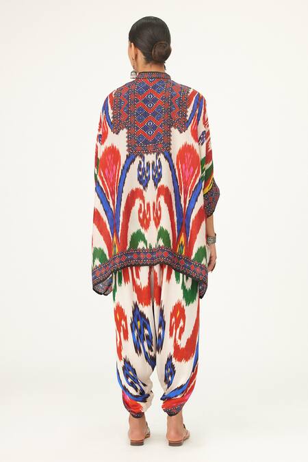 Shop Rajdeep Ranawat Multi Color Satin Sonth Abstract Print Dhoti Pant at Aza Fashions Shop_Rajdeep Ranawat_Multi Color Satin Sonth Abstract Print Dhoti Pant_at_Aza_Fashions