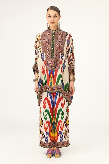 Rajdeep Ranawat Multi Color Satin Permaz Abstract Print Pant Online at Aza Fashions Rajdeep Ranawat_Multi Color Satin Permaz Abstract Print Pant_Online_at_Aza_Fashions