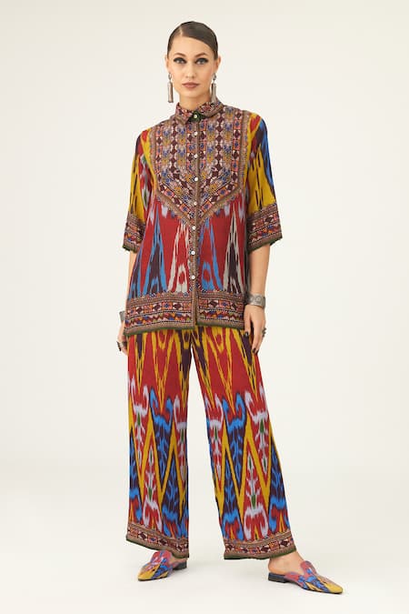 Rajdeep Ranawat Permaz Geometric Abstract Print Pant 