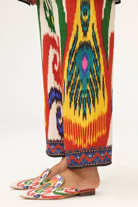 Shop_Rajdeep Ranawat_Multi Color Satin Permaz Floral Print Pant_Online_at_Aza_Fashions