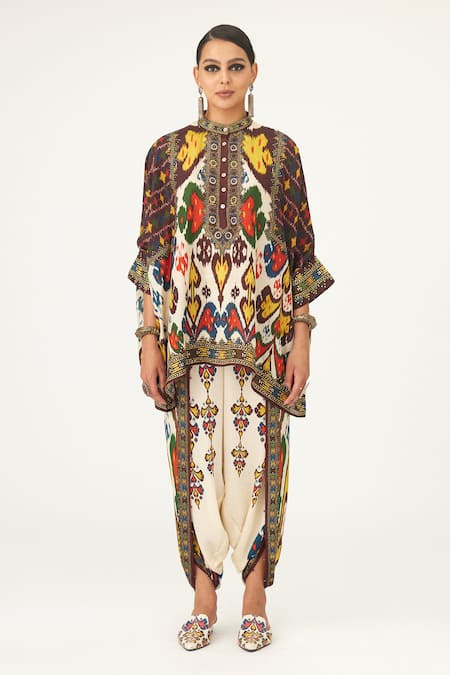 Rajdeep Ranawat Multi Color Satin Sonth Printed Dhoti Pant Online at Aza Fashions Rajdeep Ranawat_Multi Color Satin Sonth Printed Dhoti Pant_Online_at_Aza_Fashions