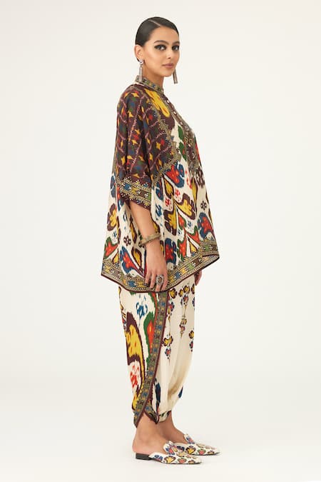 Buy Rajdeep Ranawat Multi Color Satin Sonth Printed Dhoti Pant Online at Aza Fashions Buy_Rajdeep Ranawat_Multi Color Satin Sonth Printed Dhoti Pant_Online_at_Aza_Fashions