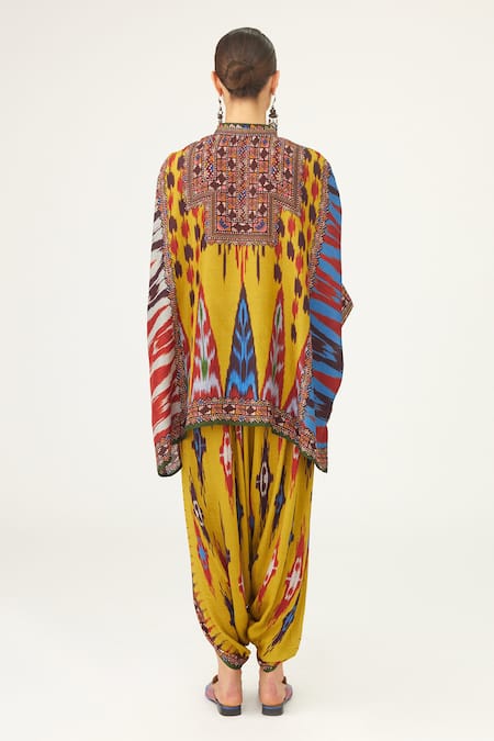 Shop Rajdeep Ranawat Yellow Satin Sonth Floral Print Dhoti Pant at Aza Fashions Shop_Rajdeep Ranawat_Yellow Satin Sonth Floral Print Dhoti Pant_at_Aza_Fashions