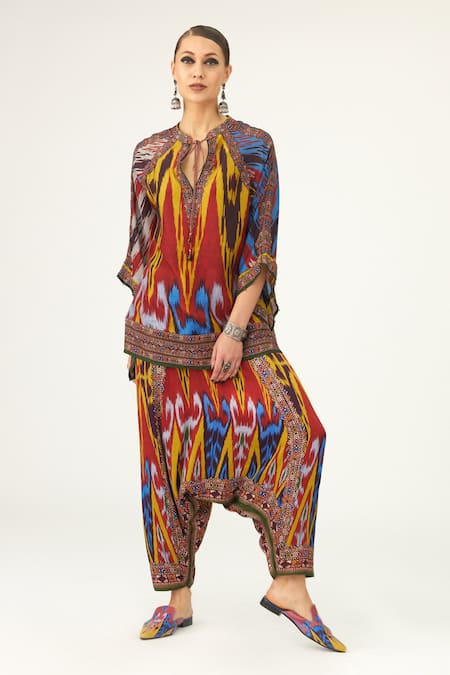 Rajdeep Ranawat Multi Color Satin Printed Paisley Maimouna Turkish Pant 
