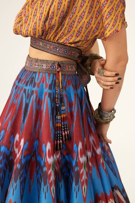 Buy Rajdeep Ranawat Multi Color Satin, Silk Embroidery Varsha Leela Floral Print Skirt And Top Set Buy_Rajdeep Ranawat_Multi Color Satin, Silk Embroidery Varsha Leela Floral Print Skirt And Top Set