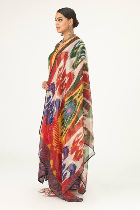 Rajdeep Ranawat_Multi Color Kota Doria Behroom Silk Printed Dupatta_Online_at_Aza_Fashions