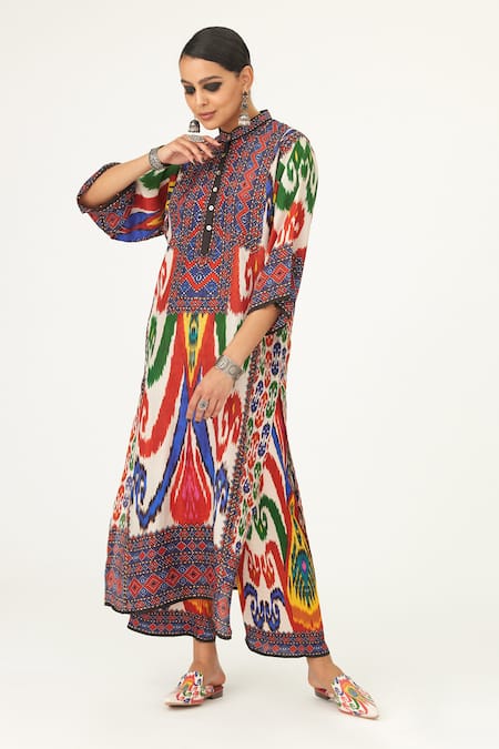 Rajdeep Ranawat Ghazala Abstract Print Silk Tunic 