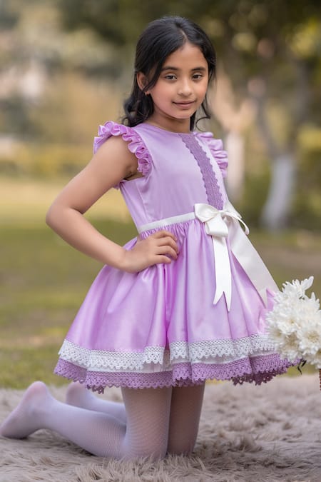 Buy PEPPERMINT Purple Sequinned Polyester Regular Fit Girls Party Wear Dress  | Shoppers Stop