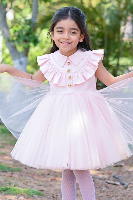 The Pony & Peony Co._Pink Cotton Blushing Fairy Flared Dress _Online_at_Aza_Fashions