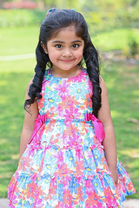 The Pony & Peony Co._Multi Color Cotton Embroidery Mon Cherie Floral Print Dress _Online_at_Aza_Fashions