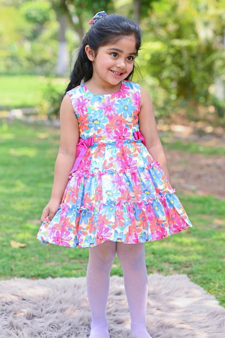 Buy_The Pony & Peony Co._Multi Color Cotton Embroidery Mon Cherie Floral Print Dress _Online_at_Aza_Fashions