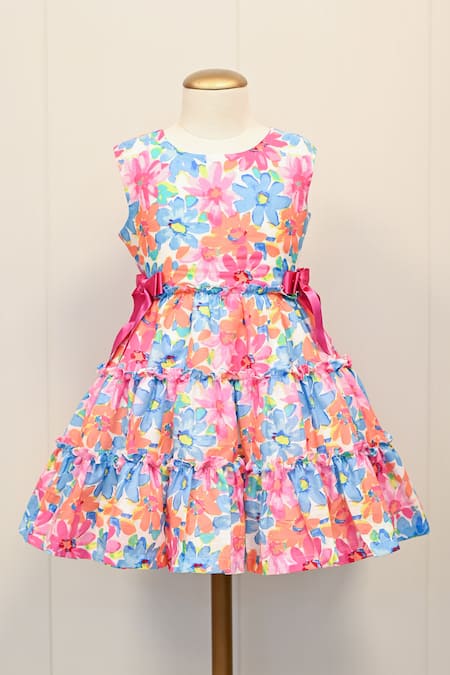 Shop_The Pony & Peony Co._Multi Color Cotton Embroidery Mon Cherie Floral Print Dress _Online_at_Aza_Fashions