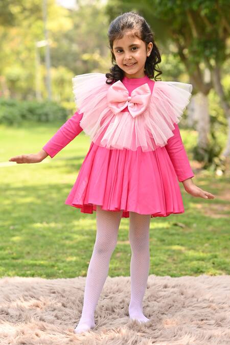 Shop_The Pony & Peony Co._Pink Cotton Blooming Solid Dress _Online_at_Aza_Fashions