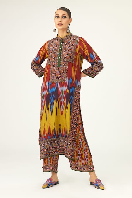 Rajdeep Ranawat Champa Silk Geometric Pattern Tunic 