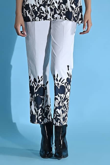 Buy Jyoti Sachdev Iyer White Cotton Bandeau Neck Floral Print Top And Trouser Set Online at Aza Fashions Buy_Jyoti Sachdev Iyer_White Cotton Bandeau Neck Floral Print Top And Trouser Set _Online_at_Aza_Fashions