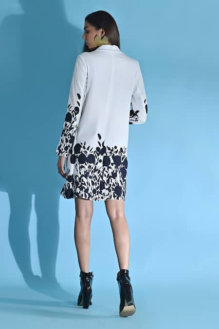 Jyoti Sachdev Iyer_White Bamboo Bandeau Neck Floral Print Shirt Dress _Online_at_Aza_Fashions