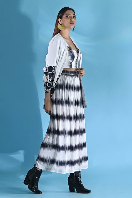 Shop_Jyoti Sachdev Iyer_White Bamboo, Cotton Embroidery Open Neck, Floral Print Jacket And Trouser Set _Online_at_Aza_Fashions