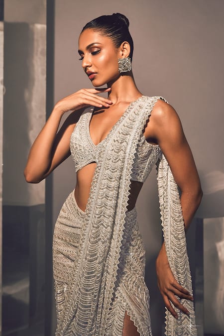 Ritika Mirchandani Pembe Embroidered Lehenga Saree With Blouse 