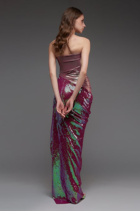 Cham Cham Draped Strapless Gown