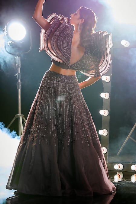 Swati Narula Izaarish Hand Embroidered Crop Top & Lehenga Set 