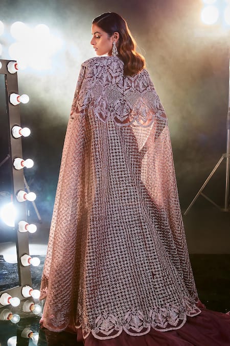 Swati Narula Naayab Hand Embroidered Cape Lehenga Set 