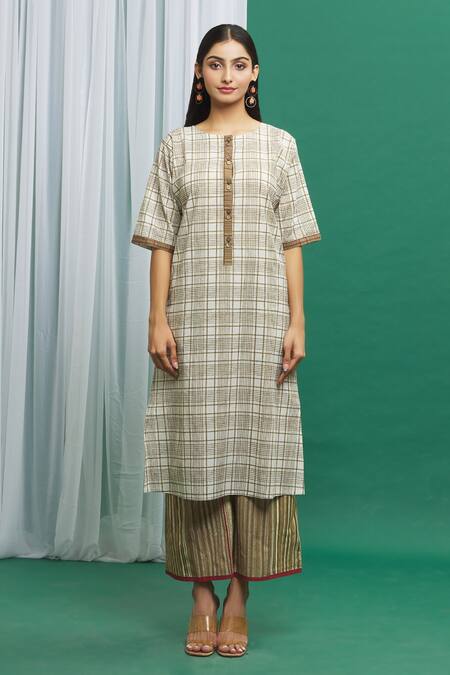 Buy_Banana Labs_Multi Color Cotton Embroidery Round Neck Printed Kurta And Palazzo Set _Online_at_Aza_Fashions
