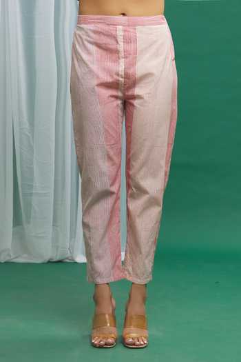 Banana Labs_Pink Cotton Round Neck Print Kurta And Pant Set _at_Aza_Fashions