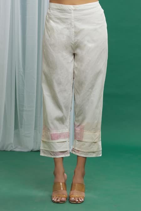 Banana Labs Pink Cotton Round Neck Stripe Pattern Kurta And Pant Set at Aza Fashions Banana Labs_Pink Cotton Round Neck Stripe Pattern Kurta And Pant Set _at_Aza_Fashions