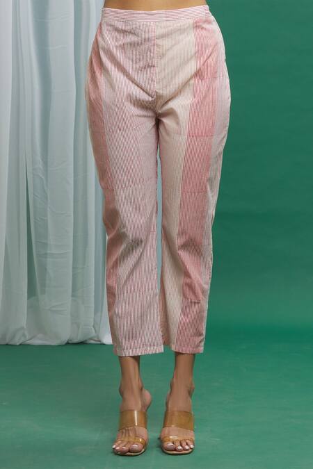 Banana Labs Pink Cotton Tassels Round Neck Hand Block Print Kurta Set at Aza Fashions Banana Labs_Pink Cotton Tassels Round Neck Hand Block Print Kurta Set _at_Aza_Fashions