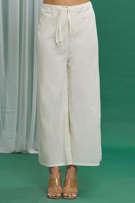 Buy_Banana Labs_Yellow Cotton Round Neck Stripe Pattern Kurta And Palazzo Set _Online_at_Aza_Fashions