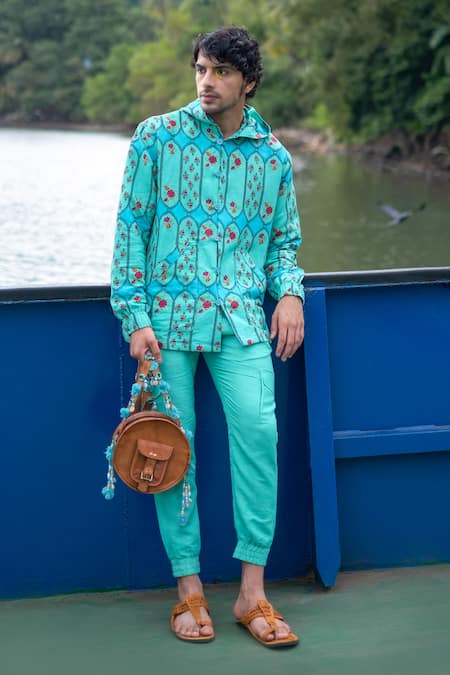 Shop Punit Balana Blue Cotton Solid Jogger Pant at Aza Fashions Shop_Punit Balana_Blue Cotton Solid Jogger Pant _at_Aza_Fashions