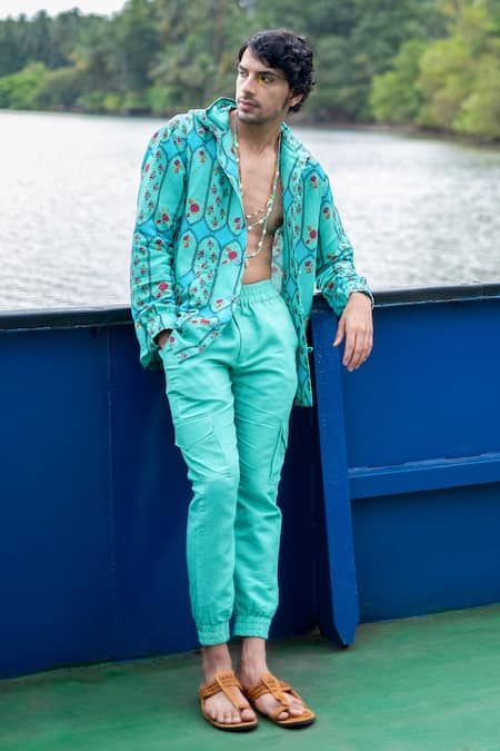 Punit Balana Blue Cotton Solid Jogger Pant Online at Aza Fashions Punit Balana_Blue Cotton Solid Jogger Pant _Online_at_Aza_Fashions