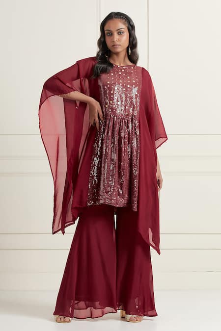 AFFROZ Embroidered Kaftan & Sharara Set 