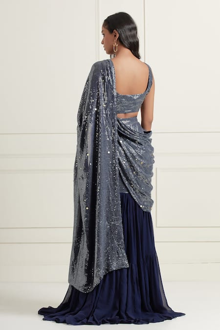 Affroz Lehenga Saree With Embroidered Blouse 