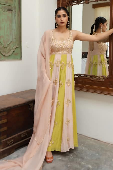 Ease Floral Bloom Embroidered Anarkali With Dupatta 