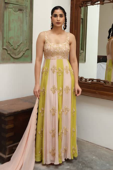 Shop EASE Pink Viscose, Crepe Embroidery Scoop Neck Floral Bloom Anarkali With Dupatta Online at Aza Fashions Shop_EASE_Pink Viscose, Crepe Embroidery Scoop Neck Floral Bloom Anarkali With Dupatta _Online_at_Aza_Fashions