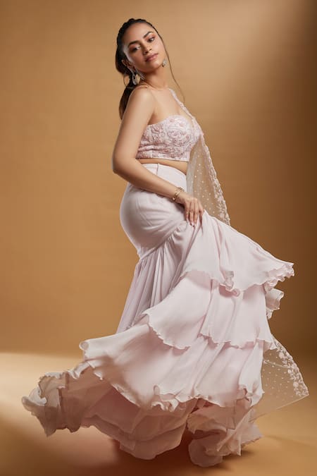 Buy Kiyohra Pink Net, Georgette Sequins, Cut Work Sweetheart Fish Embroidered Lehenga Set Online at Aza Fashions Buy_Kiyohra_Pink Net, Georgette Sequins, Cut Work Sweetheart Fish Embroidered Lehenga Set _Online_at_Aza_Fashions