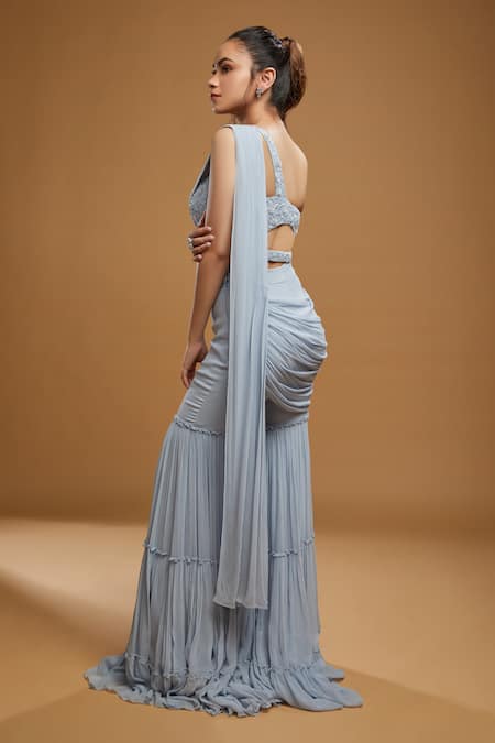 Kiyohra Mae Sharara Saree With Embellished Blouse 