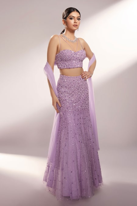 Buy Kiyohra Purple Net Sequins, Cut Work, Pearls Sweetheart Lilac Embroidered Lehenga Set Online at Aza Fashions Buy_Kiyohra_Purple Net Sequins, Cut Work, Pearls Sweetheart Lilac Embroidered Lehenga Set _Online_at_Aza_Fashions