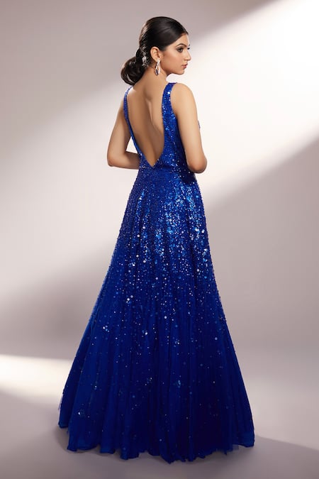Zelda Side Slit Velvet Sequin Gown - Royal Blue – Noodz Boutique