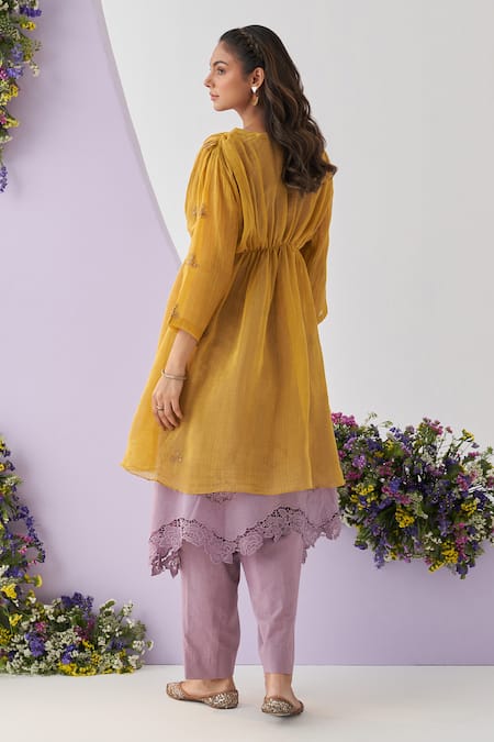 Shipraa Grover Suriya Metallic Thread Embroidered Overlay Pant Set 