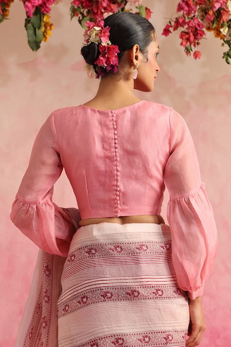 Weaver Story Gulkhera Boat Neck Blouse 