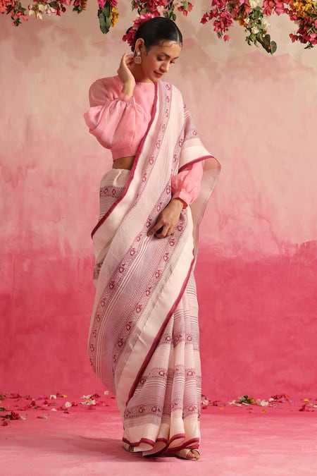 Weaver Story Manzar Hand Block Printed Saree 